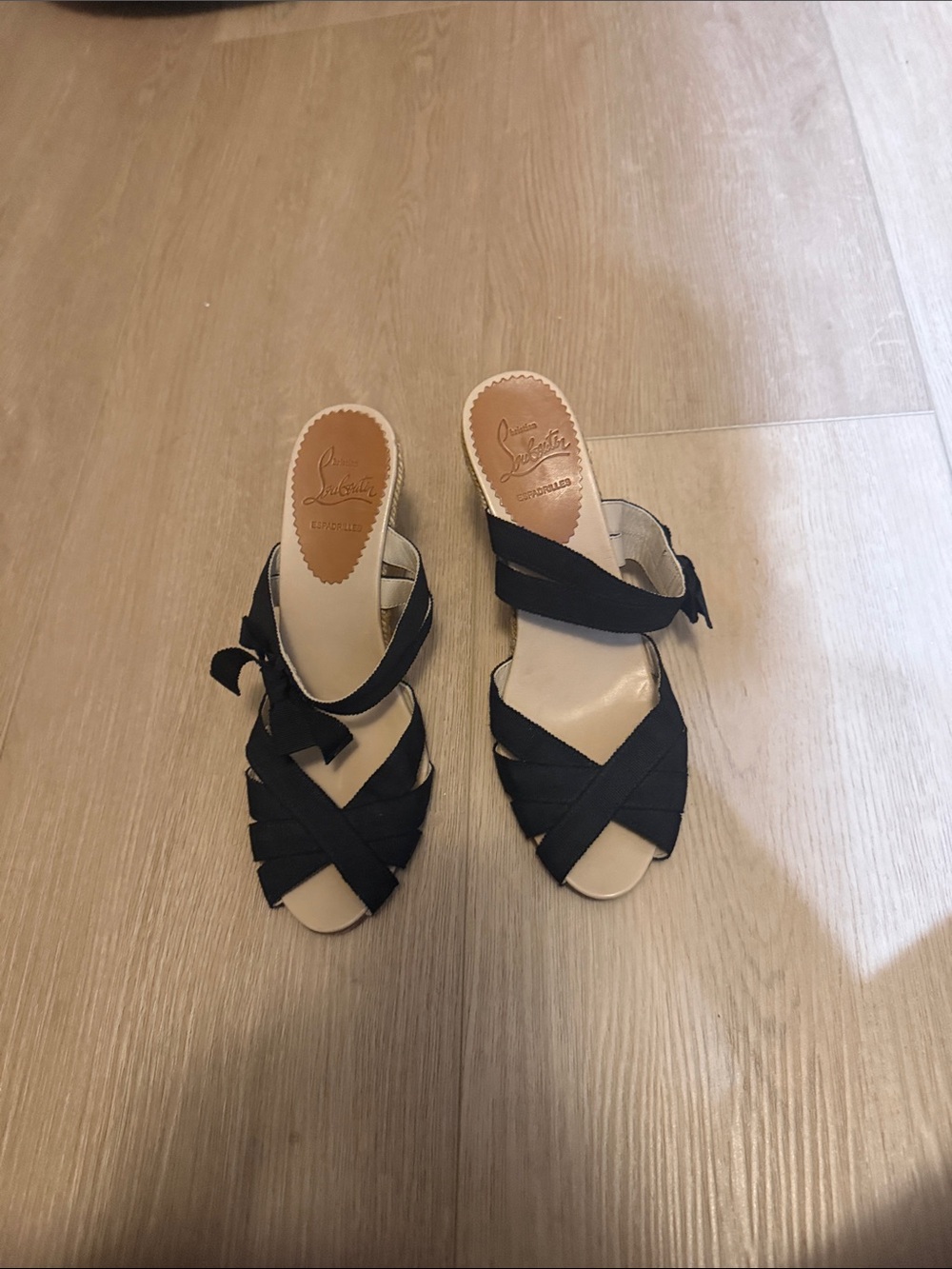 Christian Louboutin Black Crisscross Ankle Strap Sandals
